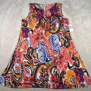 Prelude Sleeveless A Line Shift‎ Dress Womens XL Paisley 3 Ring Boho Resort NEW